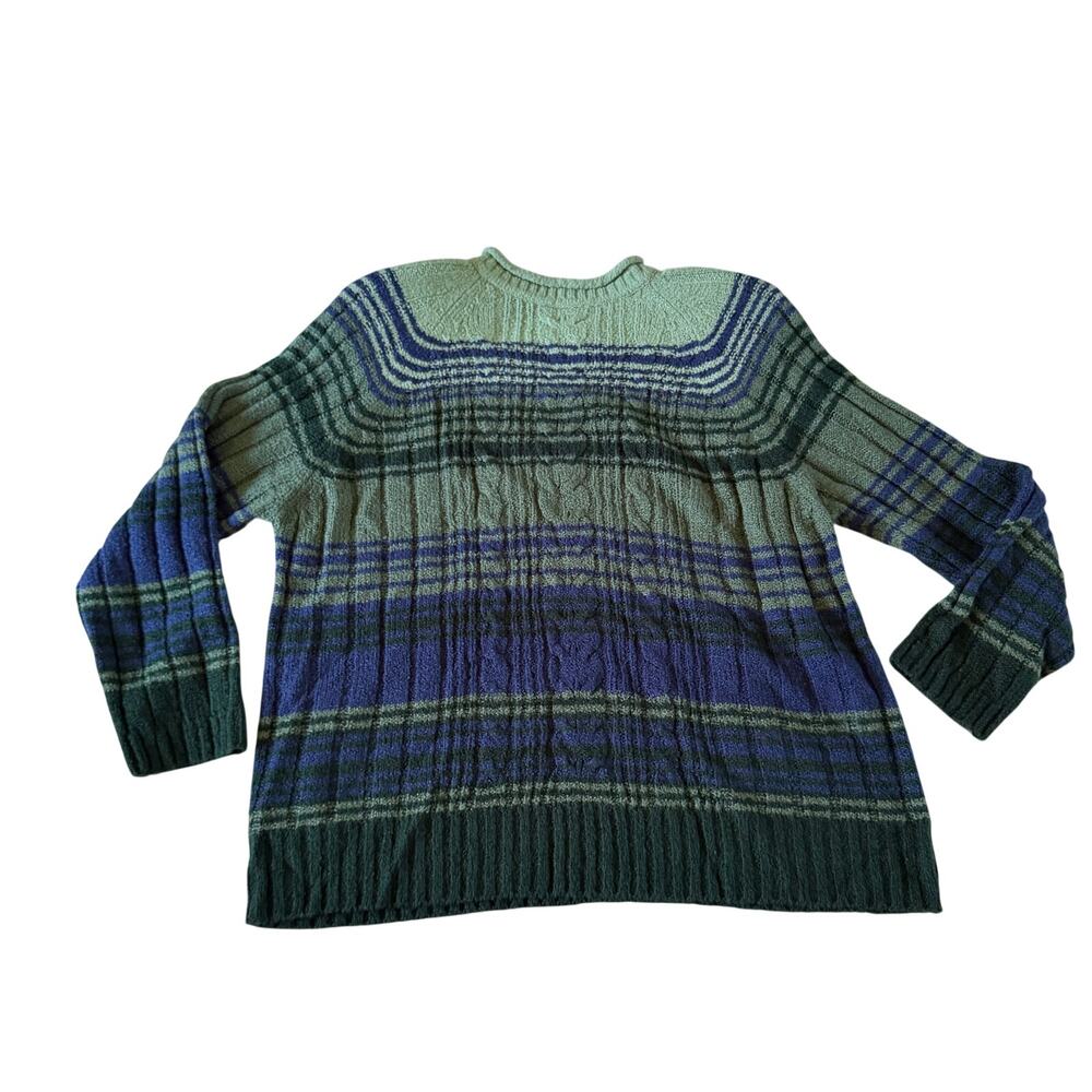 Vtg Y2K 2000s Blue Green Knit Turtleneck Pullover Sweater Pkus Sz 3X Cottage
